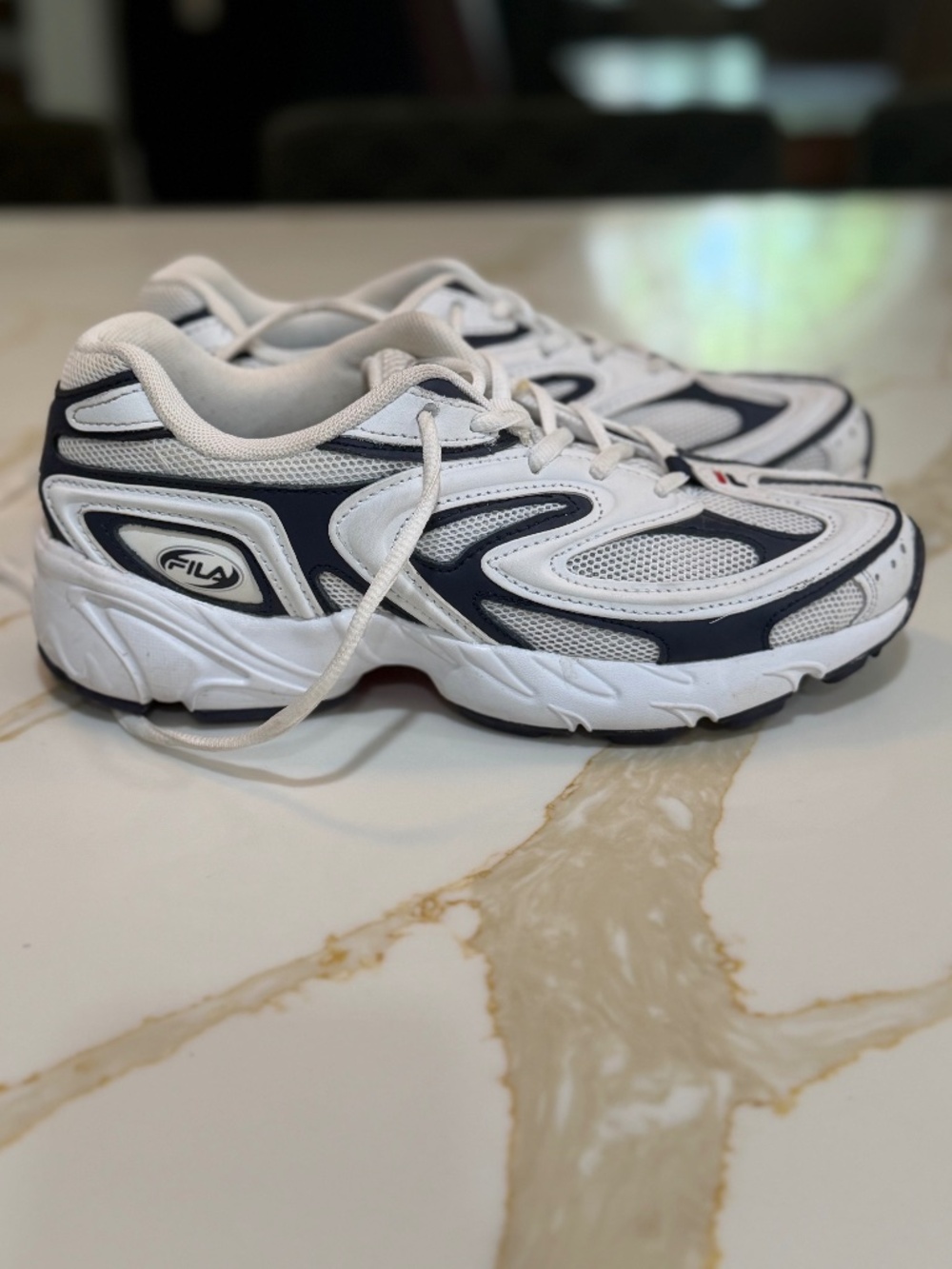 Navy and White Fila Sneakers